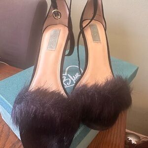 Elegant Black Fur Heels